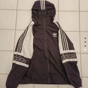 LARGE Black Adidas Windbreaker